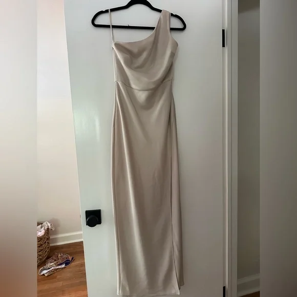 bhldn champagne dress BHLDN CHAMPAGNE Women's August Satin Charmeuse Midi Dress, US 2/UK 6